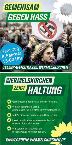 Grafik Frau hält Fahne gegen Rechts