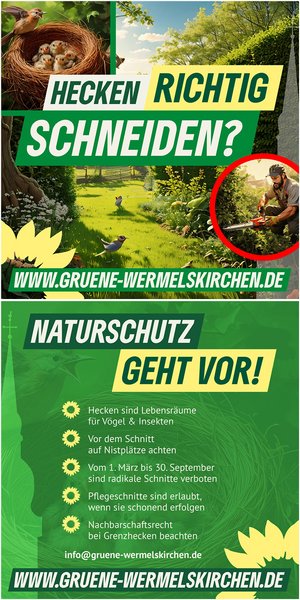 Grafik Gärtner mit Hecke und Vogelnest