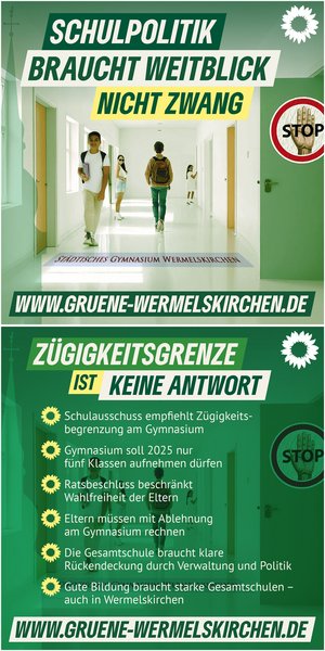 Grafik Gymnasium mit Stopp-Schild